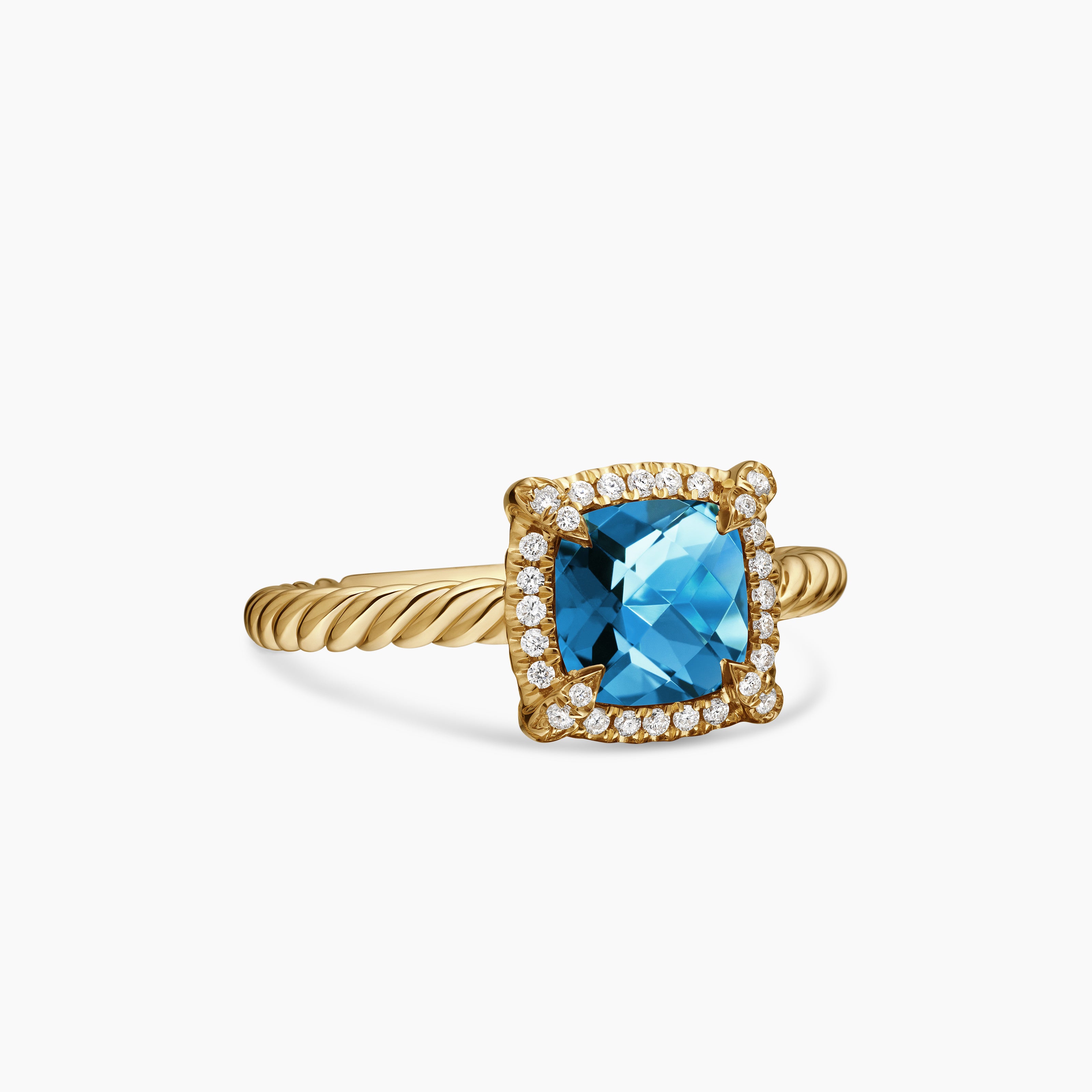 Bague &agrave; chatons pav&eacute;s Petite Chatelaine en or jaune 18 carats, 7 mm femme 