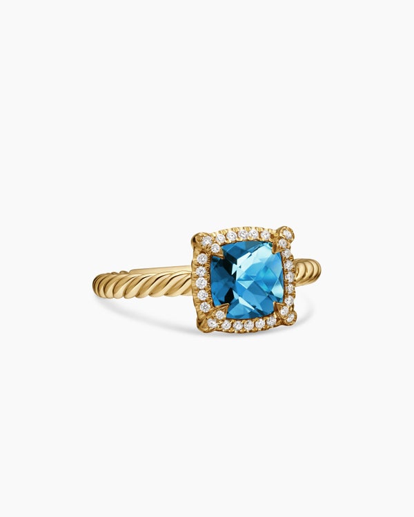 Petite Chatelaine Pavé Bezel Ring in 18K Yellow Gold, 7mm