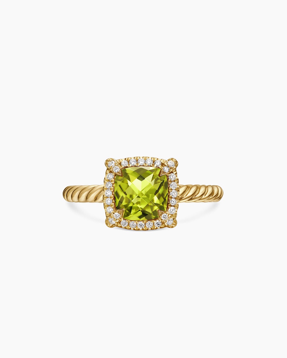Womens Petite Chatelaine Pavé Bezel Ring in 18ct Yellow Gold, 7mm