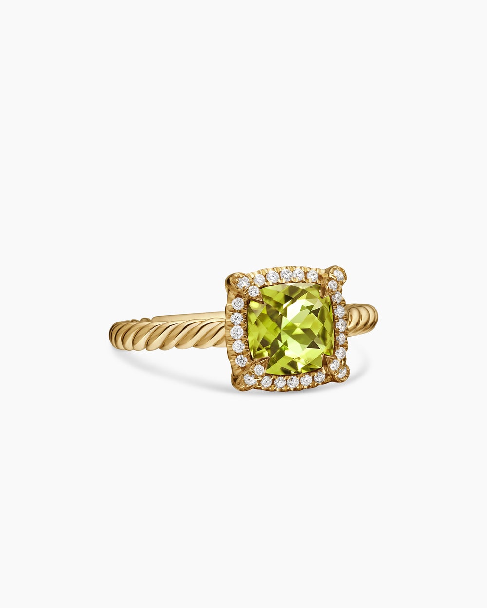 Womens Petite Chatelaine Pavé Bezel Ring in 18ct Yellow Gold, 7mm