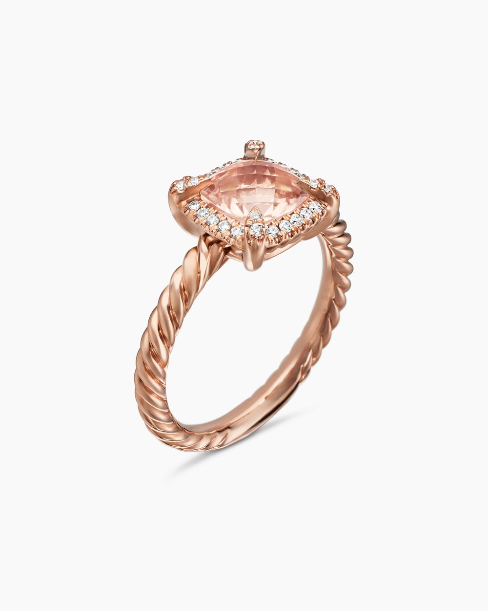 Womens Petite Chatelaine Pavé Bezel Ring in 18ct Rose Gold, 7mm