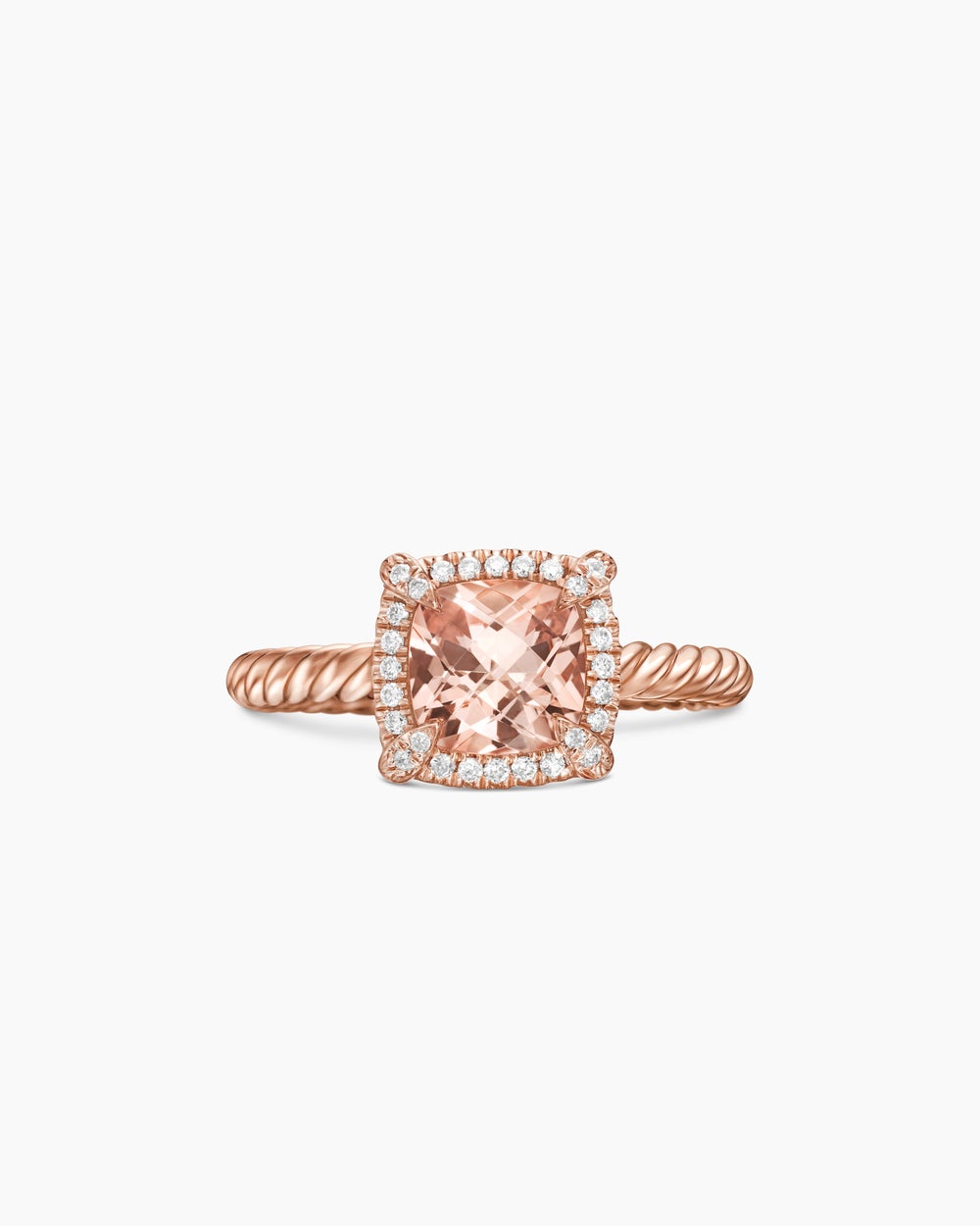 Womens Petite Chatelaine Pavé Bezel Ring in 18ct Rose Gold, 7mm