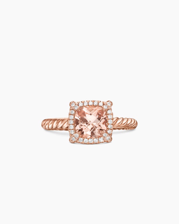 Petite Chatelaine Pavé Bezel Ring in 18K Rose Gold, 7mm