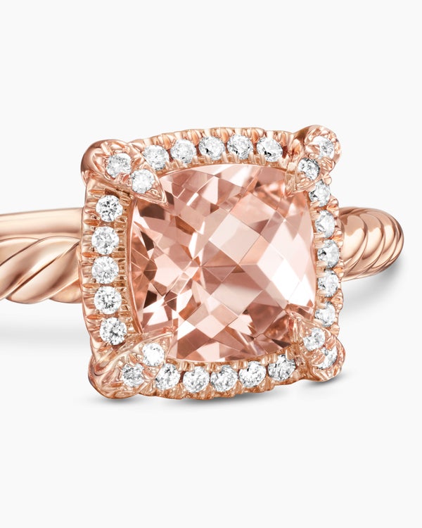 Petite Chatelaine Pavé Bezel Ring in 18K Rose Gold, 7mm