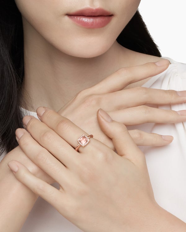 Petite Chatelaine Pavé Bezel Ring in 18K Rose Gold, 7mm