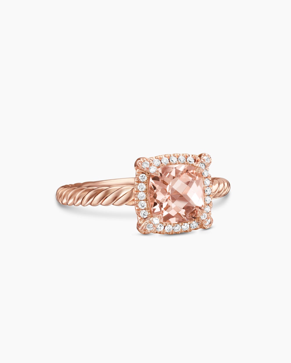 Womens Petite Chatelaine Pavé Bezel Ring in 18ct Rose Gold, 7mm