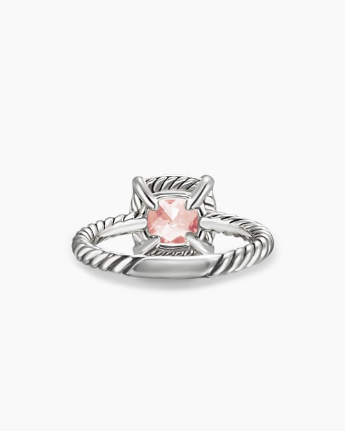 Womens Petite Chatelaine Pavé Bezel Ring in Sterling Silver, 7mm