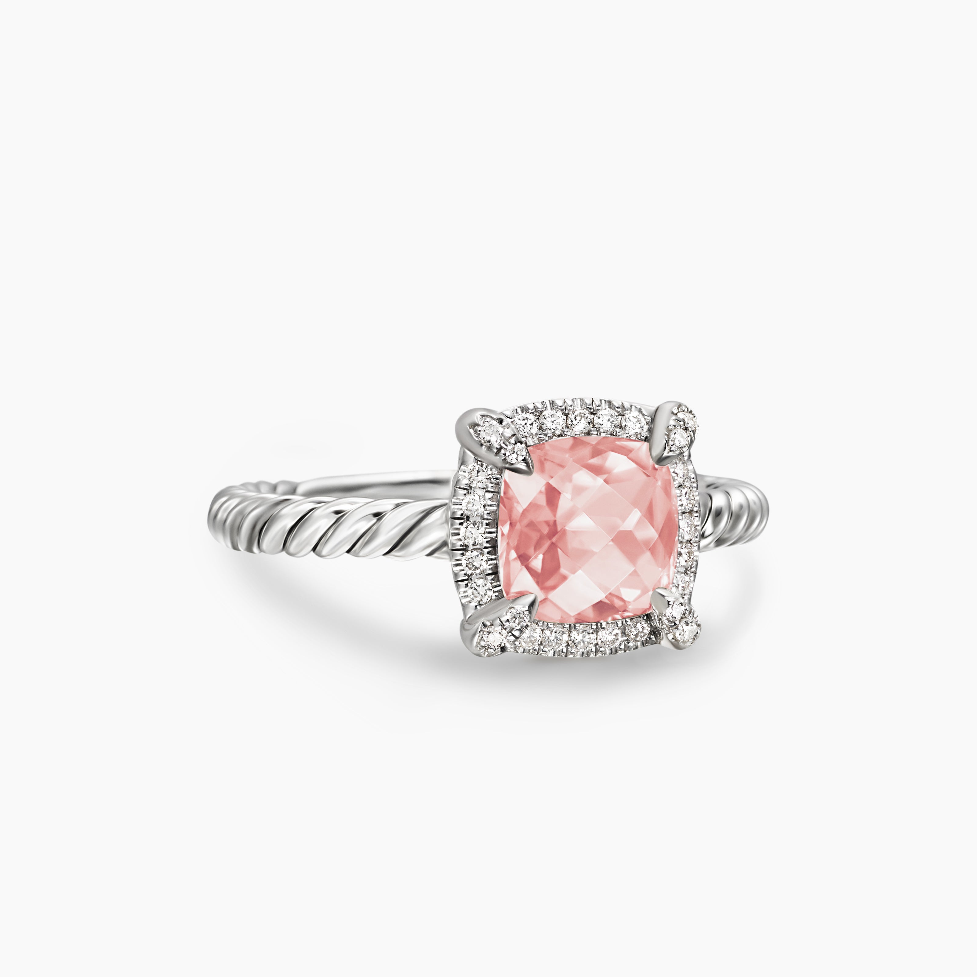 Womens Petite Chatelaine Pav&eacute; Bezel Ring in Sterling Silver, 7mm