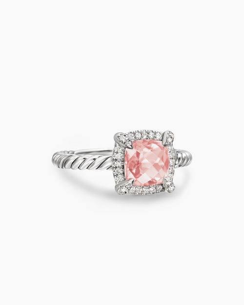 Womens Petite Chatelaine Pavé Bezel Ring in Sterling Silver, 7mm