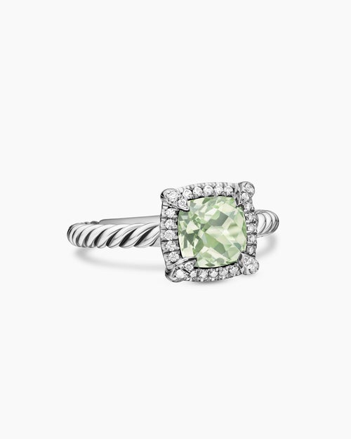 Womens Petite Chatelaine Pavé Bezel Ring in Sterling Silver, 7mm