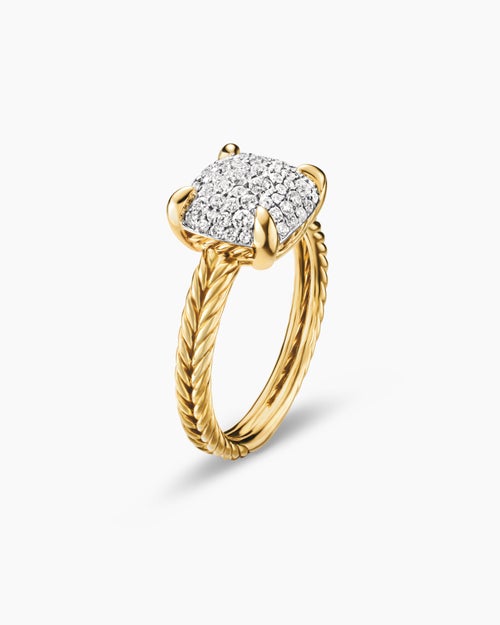 Womens Chatelaine Ring in 18K Yellow Gold with Pavé, 11mm