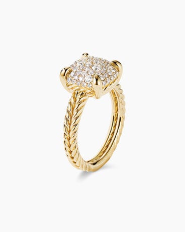 Chatelaine Ring in 18K Yellow Gold with Full Pavé, 11mm
