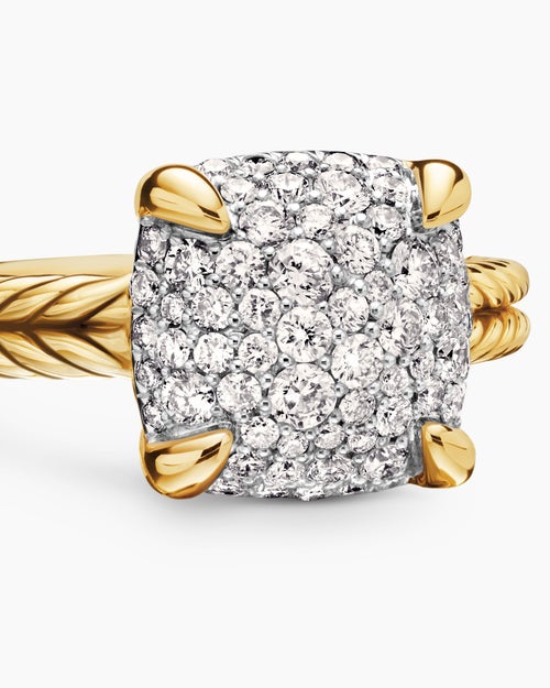 Womens Chatelaine Ring in 18K Yellow Gold with Pavé, 11mm