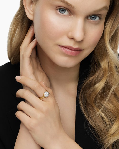 Womens Chatelaine Ring in 18K Yellow Gold with Pavé, 11mm