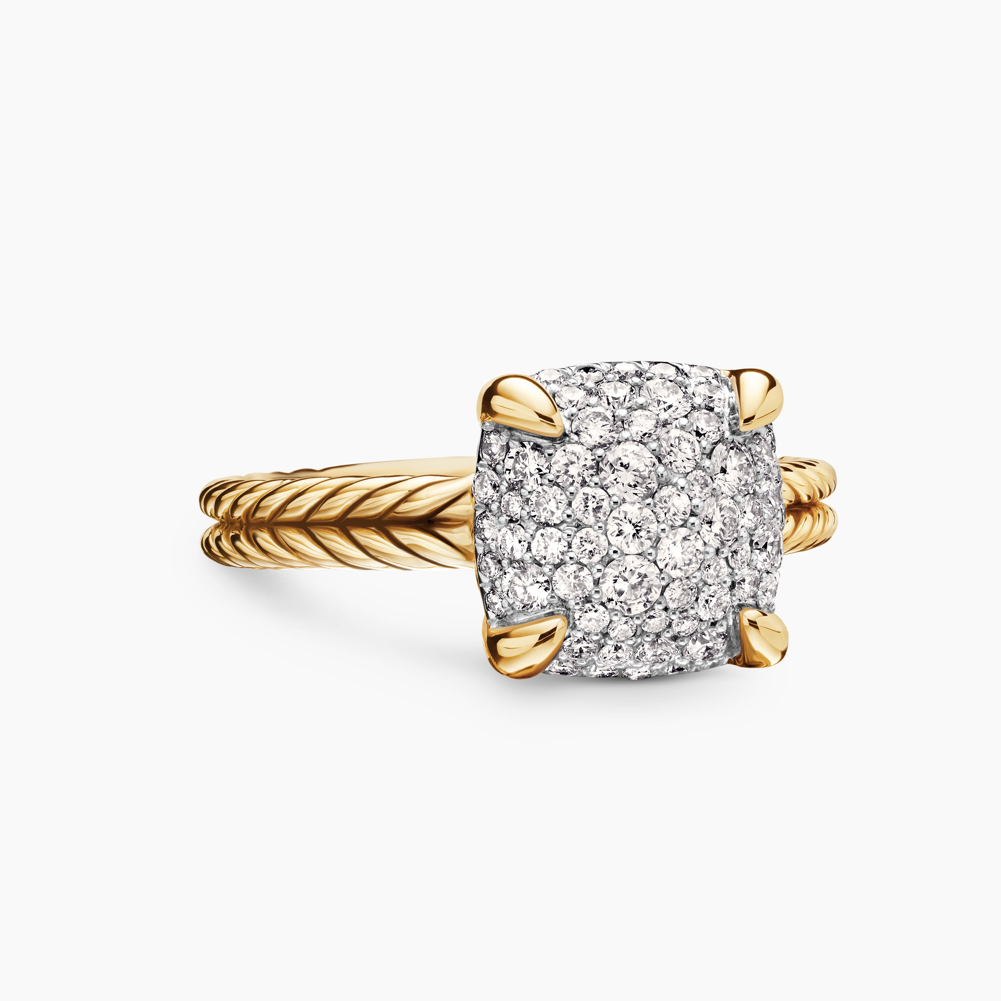 Womens Chatelaine Ring in 18K Yellow Gold with Pav&eacute;, 11mm