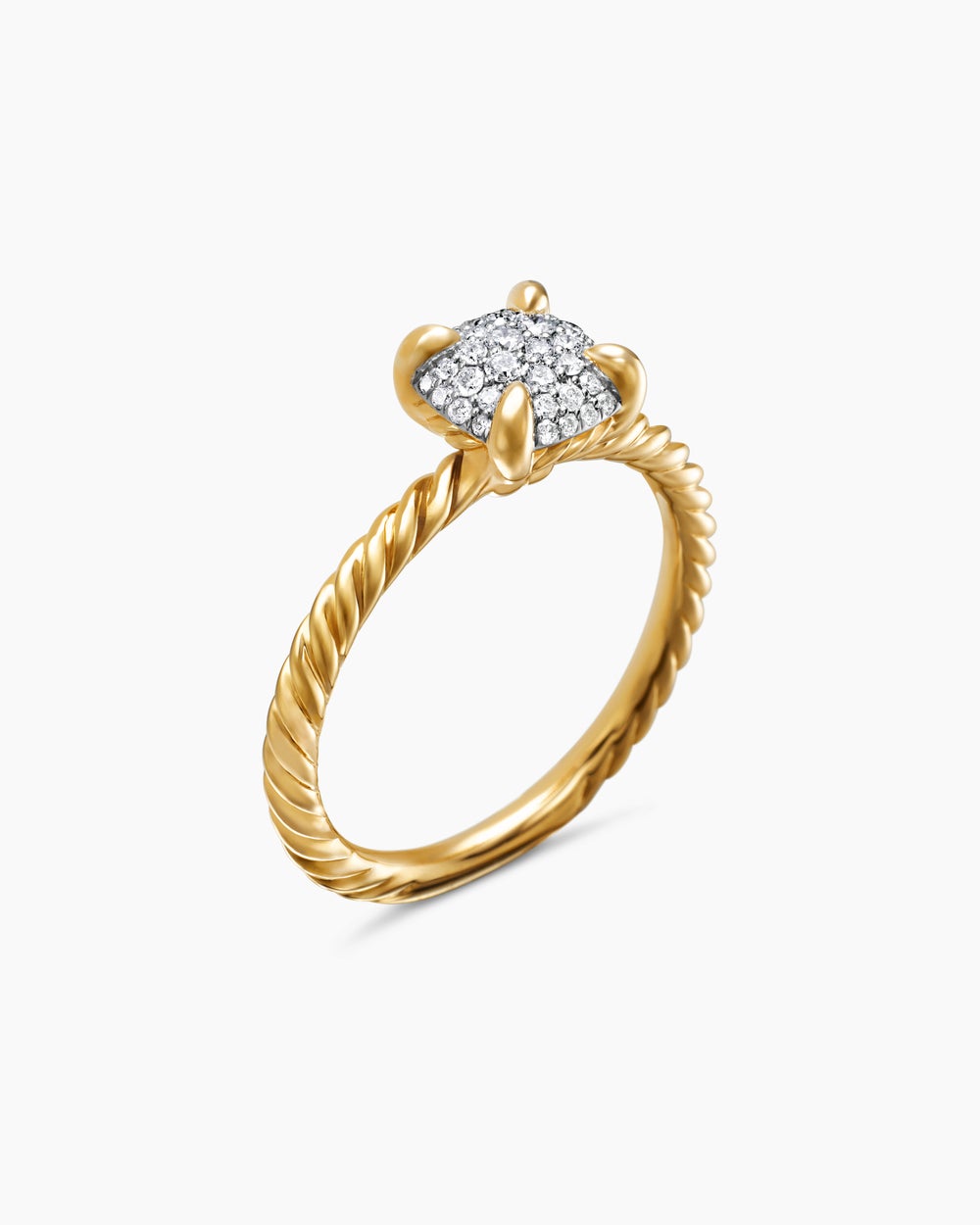 Womens Petite Chatelaine Ring in 18K Yellow Gold with Pavé, 7mm