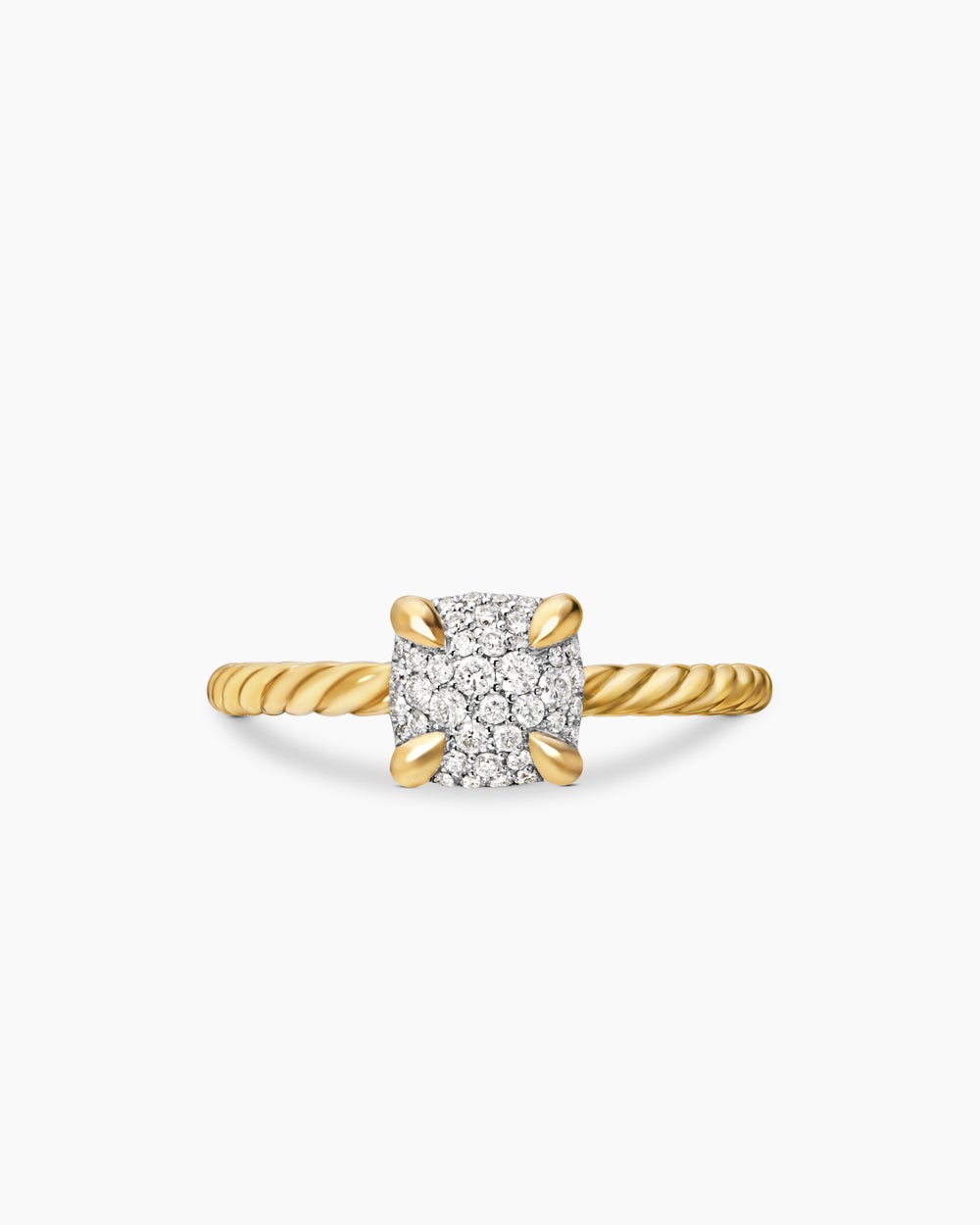 Womens Petite Chatelaine Ring in 18K Yellow Gold with Pavé, 7mm