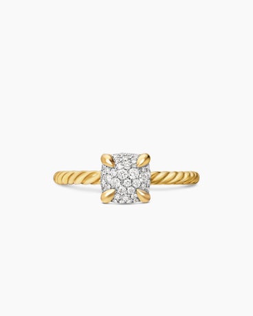 Petite Chatelaine® Ring in 18K Yellow Gold with Pavé Diamonds, 7mm