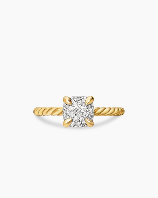 Petite Chatelaine Ring in 18K Yellow Gold with Pavé, 7mm