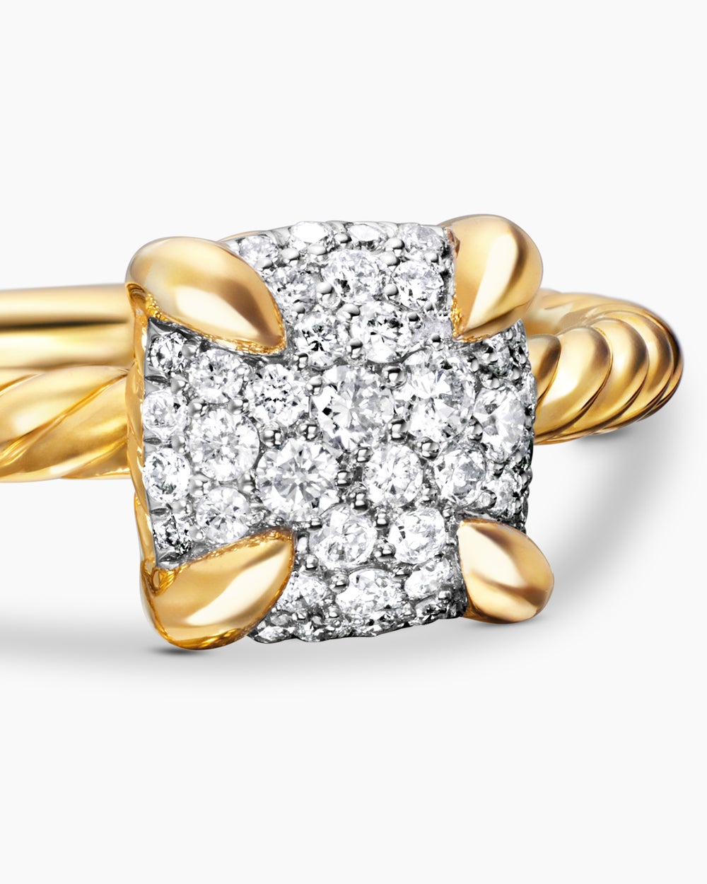 Womens Petite Chatelaine Ring in 18K Yellow Gold with Pavé, 7mm