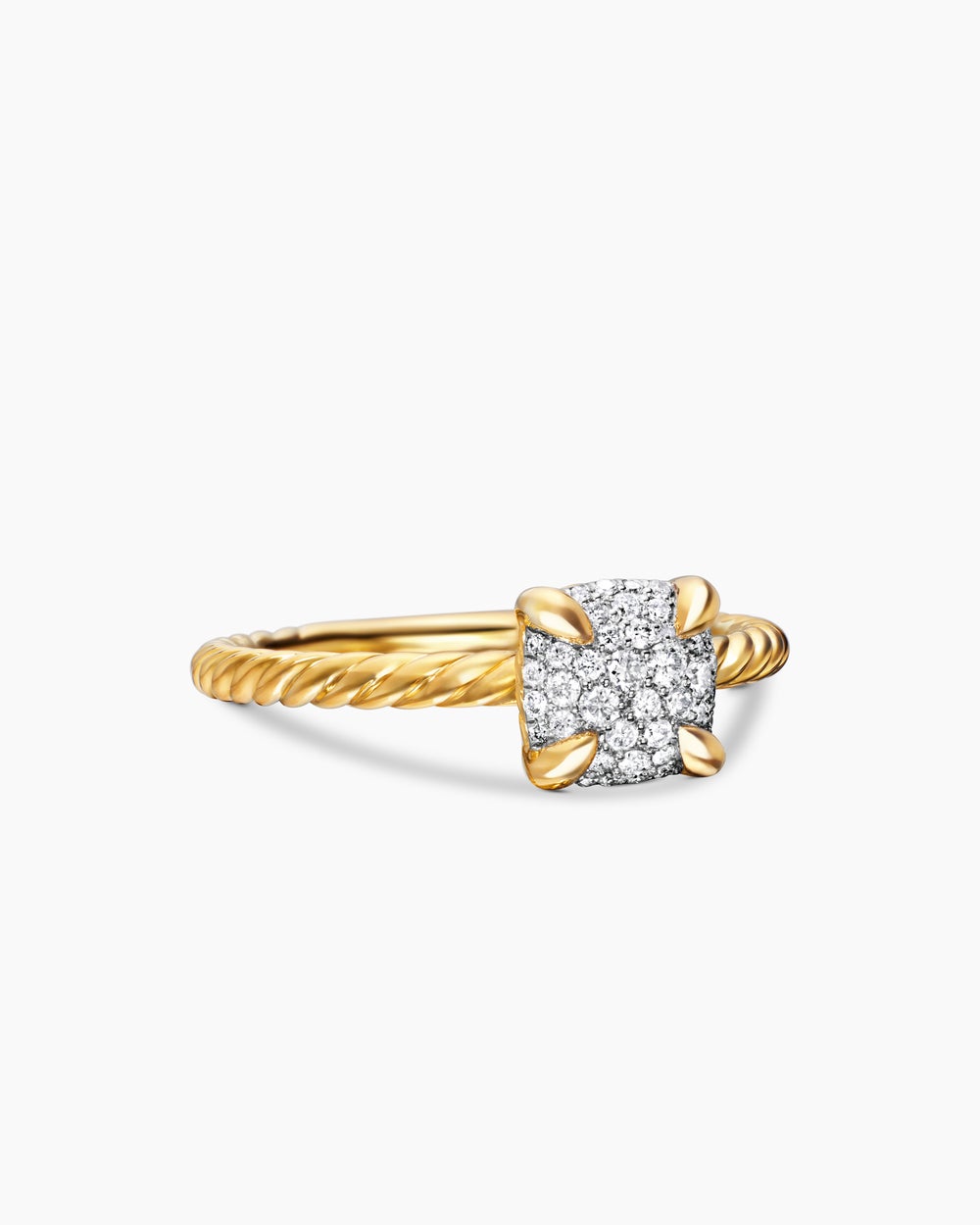 Womens Petite Chatelaine Ring in 18K Yellow Gold with Pavé, 7mm
