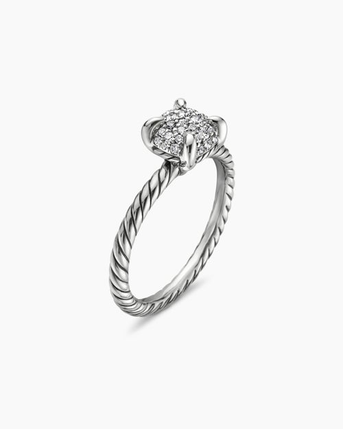 Womens Petite Chatelaine Ring in Sterling Silver with Pavé, 7mm