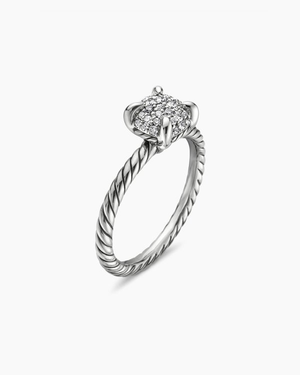 Petite Chatelaine Ring in Sterling Silver with Pavé, 7mm