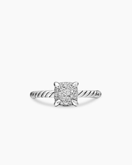 Womens Petite Chatelaine Ring in Sterling Silver with Pavé, 7mm