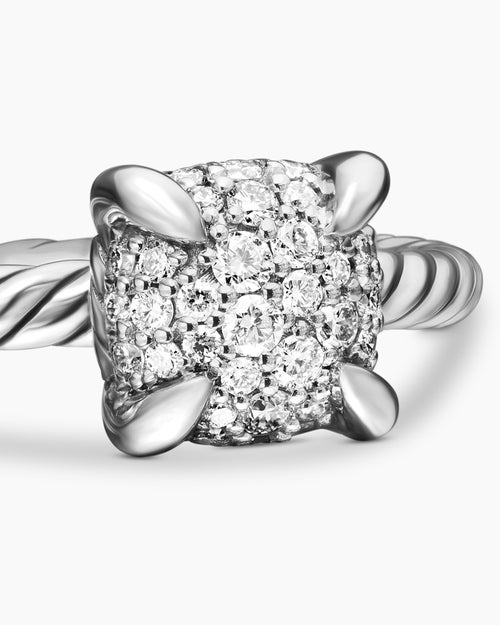 Womens Petite Chatelaine Ring in Sterling Silver with Pavé, 7mm