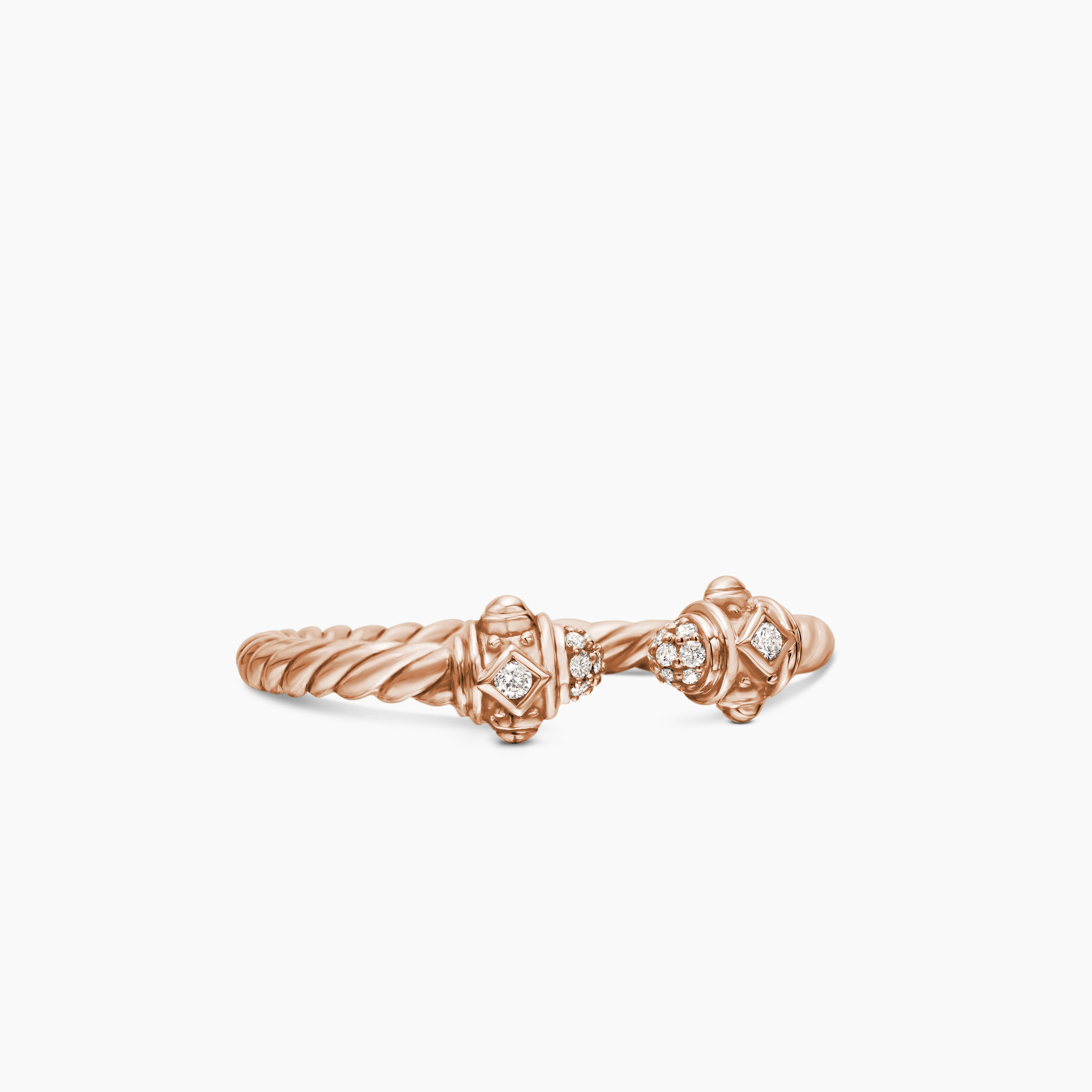 Bague Renaissance en or rose 18 carats avec diamants, 2,3 mm pour femmes 