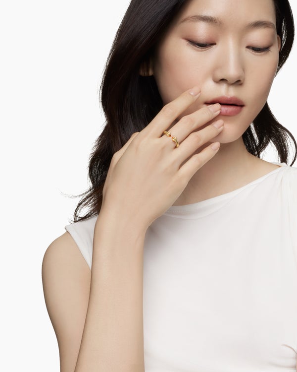 Renaissance Ring in 18K Yellow Gold with Rubies, 2.3mm