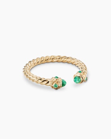 Renaissance Ring in 18K Yellow Gold with Emeralds, 2.3mm