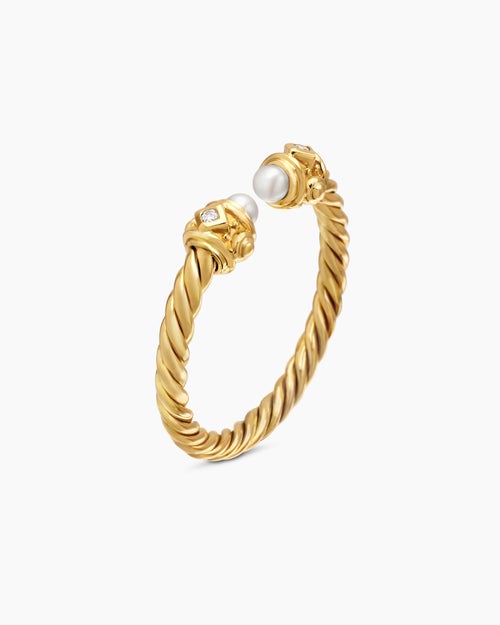 Womens Renaissance® Ring in 18K Yellow Gold with Pearls and Diamonds, 2.3mm