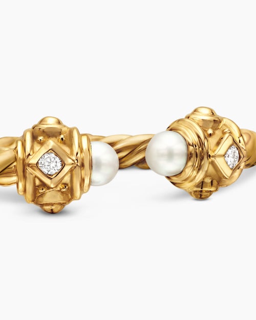 Womens Renaissance® Ring in 18K Yellow Gold with Pearls and Diamonds, 2.3mm