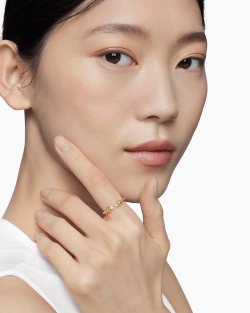 Womens Renaissance® Ring in 18K Yellow Gold with Pearls and Diamonds, 2.3mm