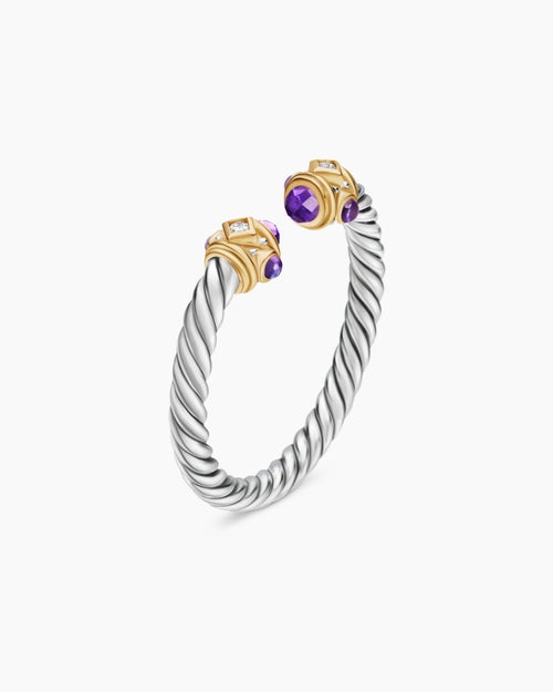 Womens Renaissance® Ring in Sterling Silver with 14K Yellow Gold, Amethyst and Diamonds, 2.3mm