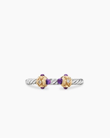 Renaissance Ring in Sterling Silver with 14K Yellow Gold, Amethyst and Diamonds, 2.3mm