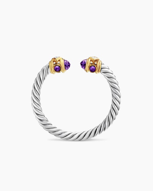 Womens Renaissance® Ring in Sterling Silver with 14K Yellow Gold, Amethyst and Diamonds, 2.3mm