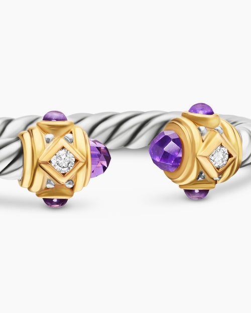 Womens Renaissance® Ring in Sterling Silver with 14K Yellow Gold, Amethyst and Diamonds, 2.3mm