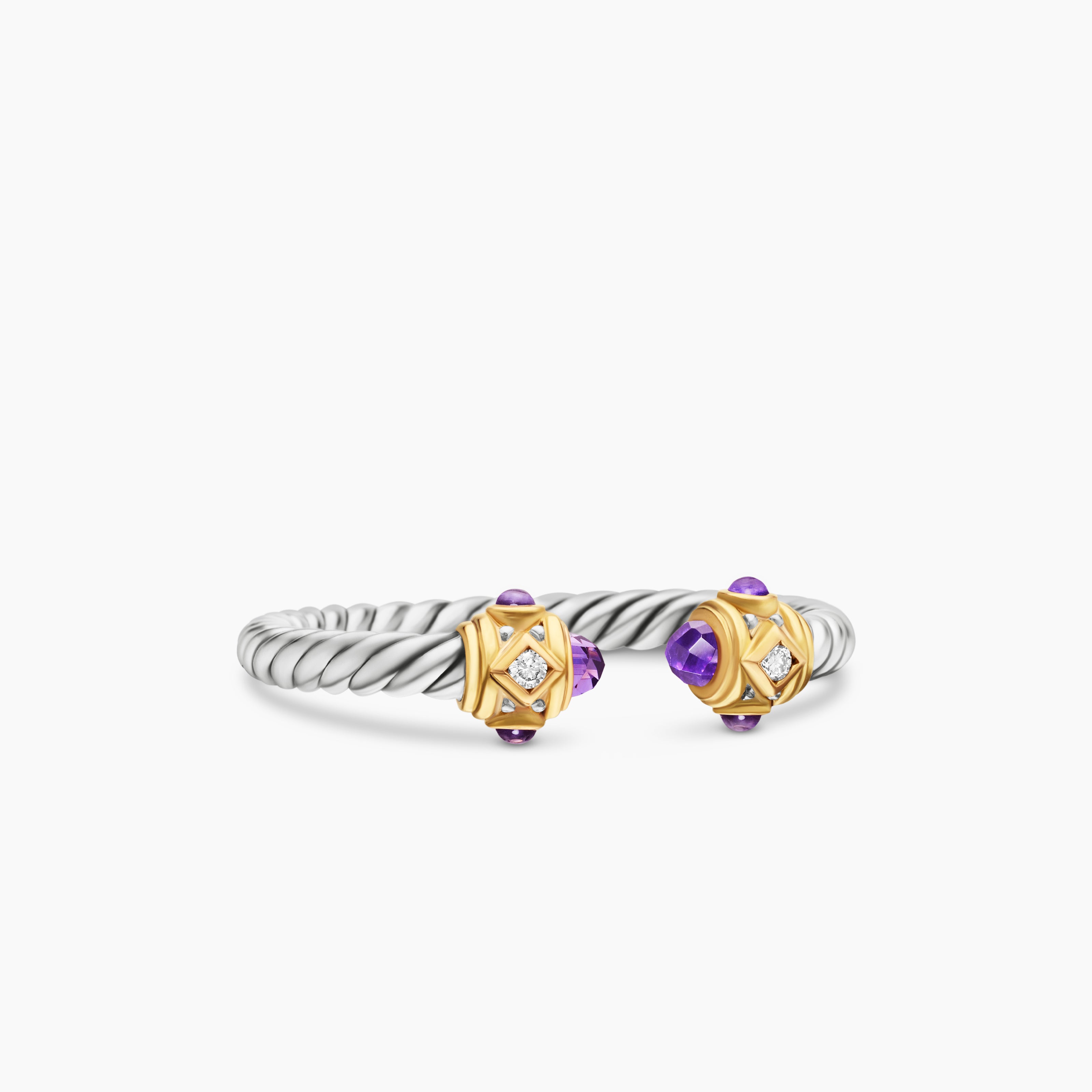 Bague Renaissance en argent sterling avec or jaune 14 carats et diamants, 2,3 mm femmes 