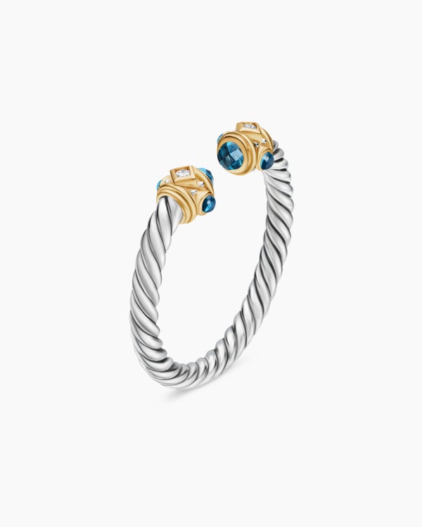 Renaissance Ring in Sterling Silver with 14K Yellow Gold and Diamonds, 2.3mm