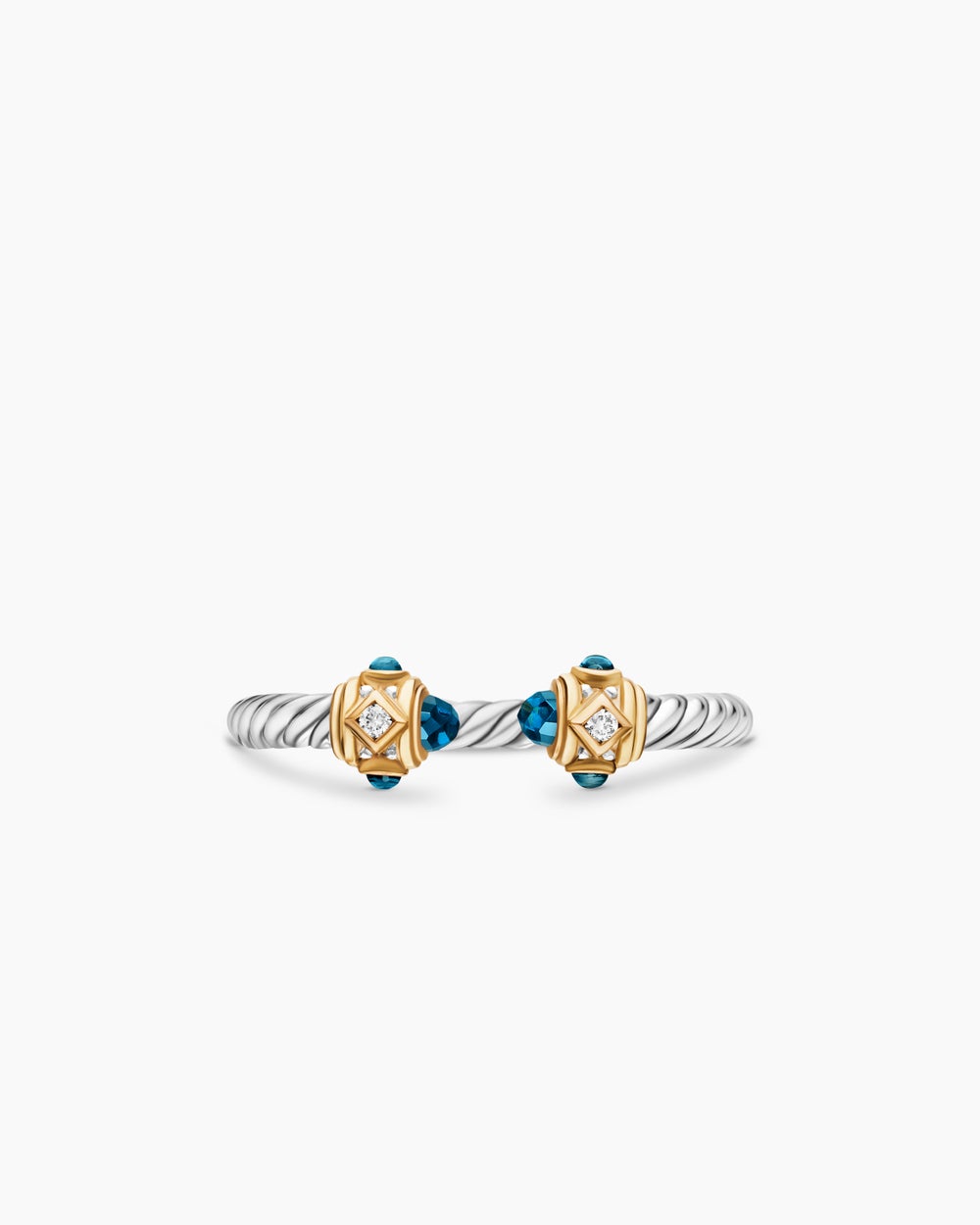 Womens Renaissance Ring in Sterling Silver with 14K Yellow Gold and Diamonds, 2.3mm
