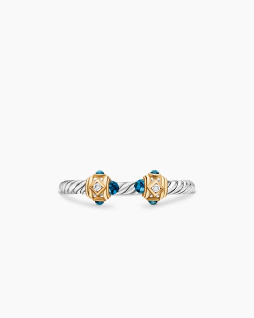 Womens Renaissance® Ring in Sterling Silver with 14K Yellow Gold, Hampton Blue Topaz and Diamonds, 2.3mm