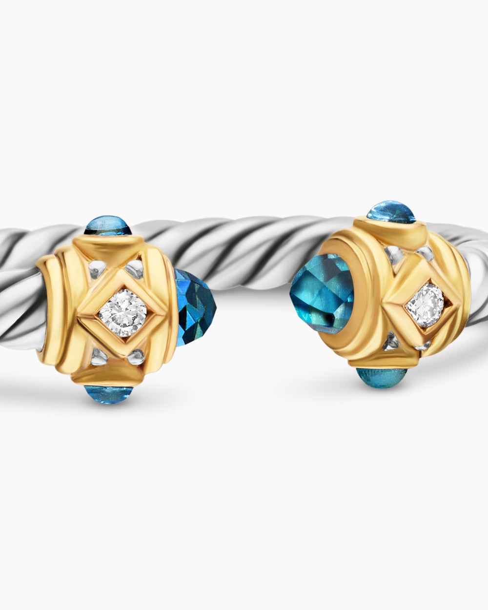 Womens Renaissance Ring in Sterling Silver with 14K Yellow Gold and Diamonds, 2.3mm