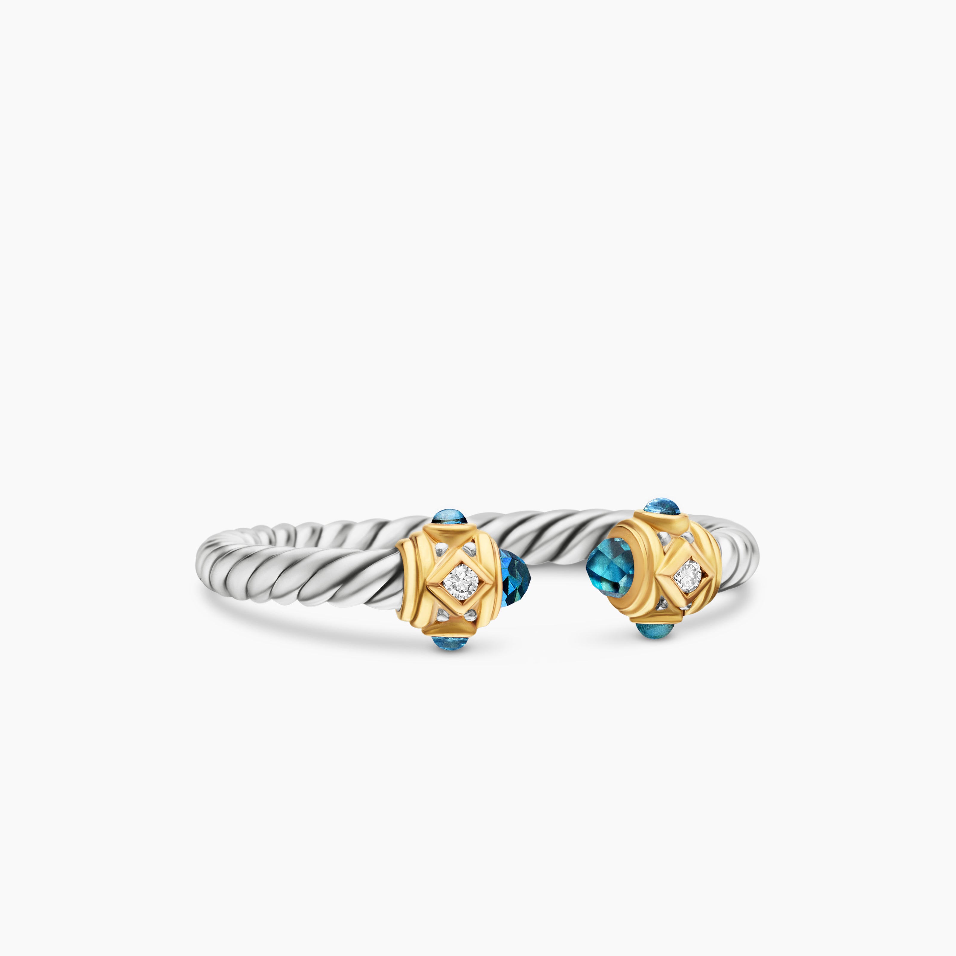 Womens Renaissance Ring in Sterling Silver with 14K Yellow Gold and Diamonds, 2.3mm