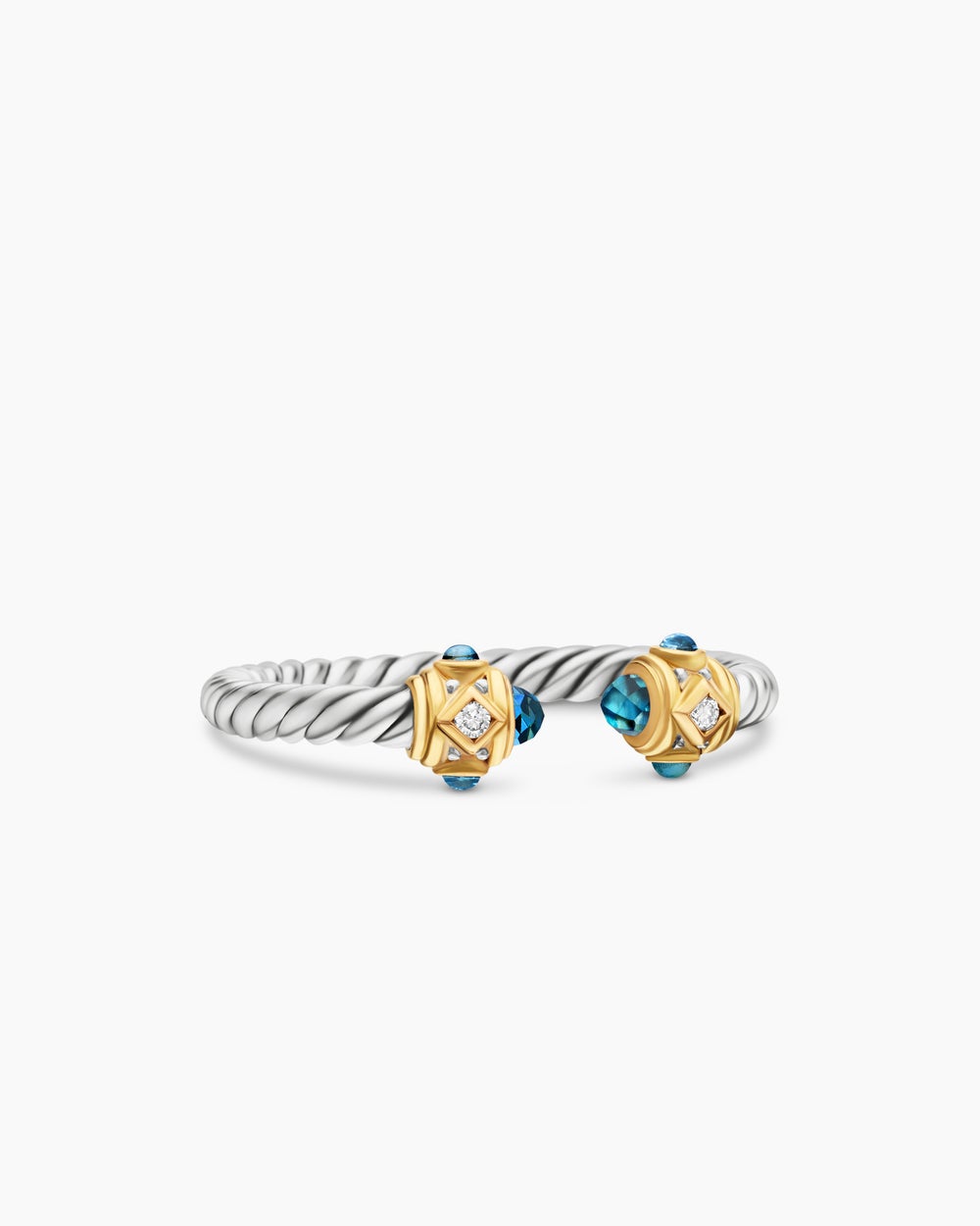 Womens Renaissance Ring in Sterling Silver with 14K Yellow Gold and Diamonds, 2.3mm