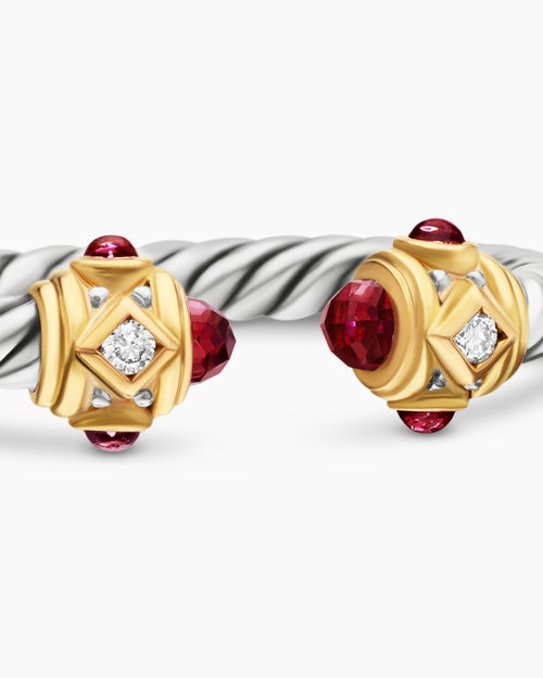 Womens Renaissance® Ring in Sterling Silver with 14K Yellow Gold, Rhodolite Garnet and Diamonds, 2.3mm