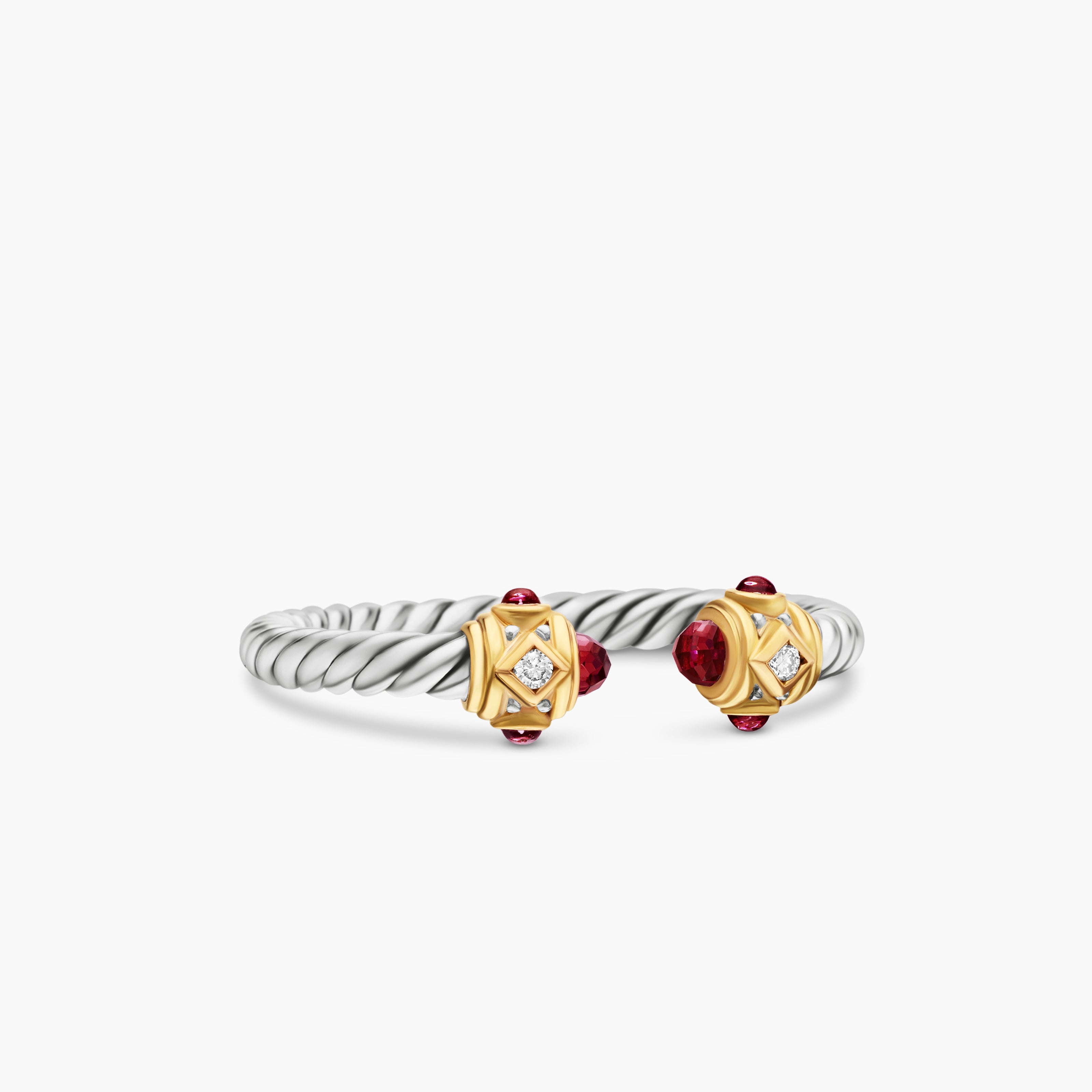 Womens Renaissance Ring in Sterling Silver with 14K Yellow Gold and Diamonds, 2.3mm