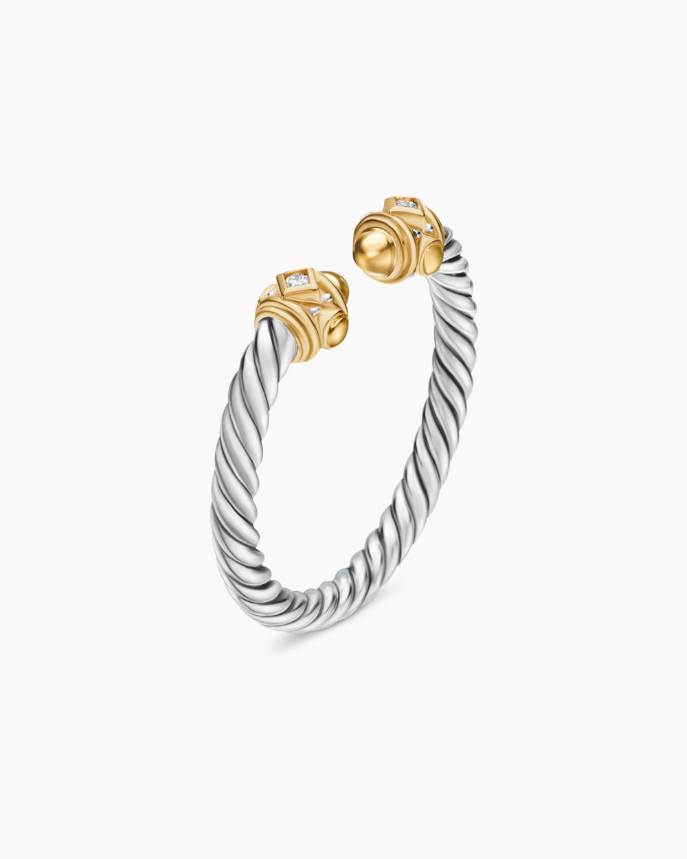 Womens Renaissance Ring in Sterling Silver with 14K Yellow Gold and Diamonds, 2.3mm