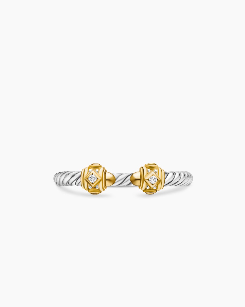 Womens Renaissance Ring in Sterling Silver with 14K Yellow Gold and Diamonds, 2.3mm